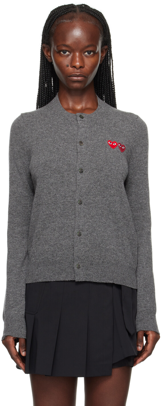 

Серый кардиган с двойным сердцем Comme des Garçons
