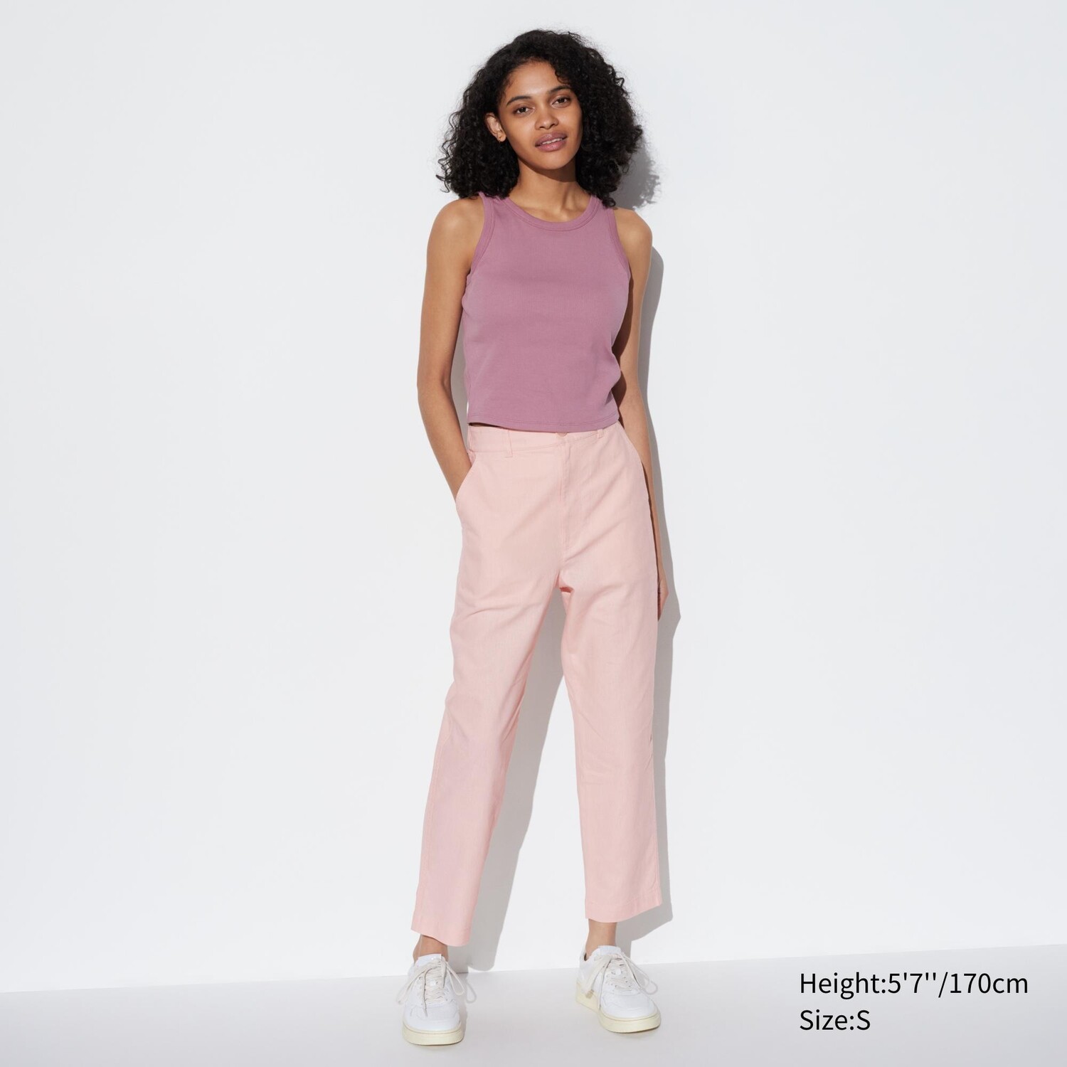 

Брюки из хлопкового льна UNIQLO, розовый