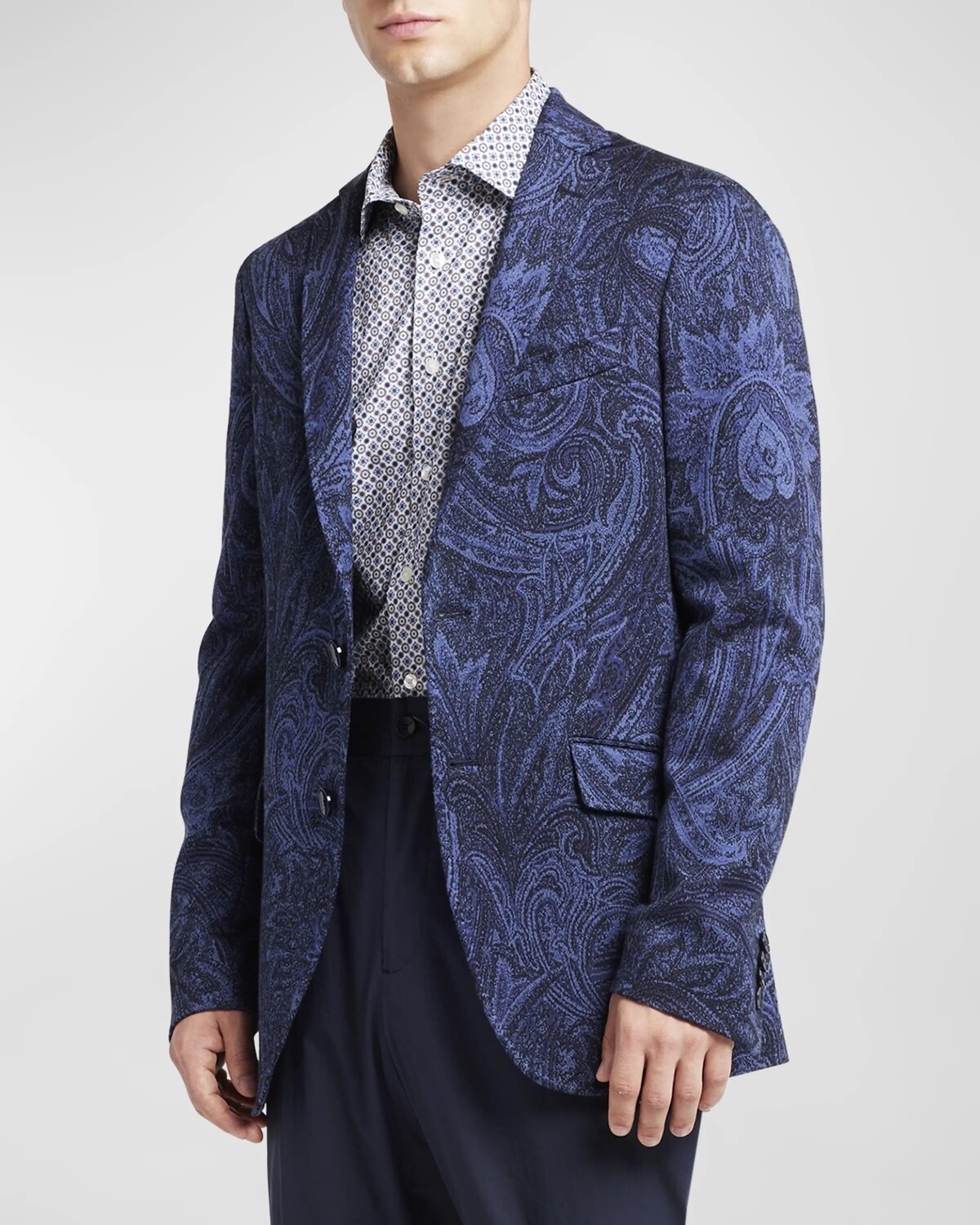 

Мужское спортивное пальто вязки пейсли Etro, цвет Multicolour On Blue