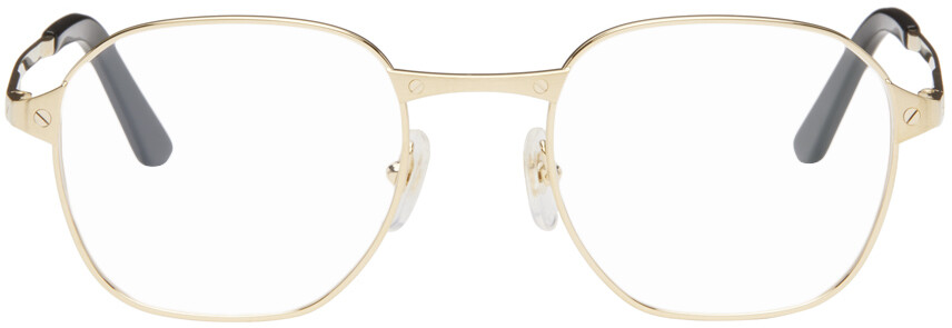 

Золотые квадратные очки Cartier, цвет Gold/Gold/Transparent