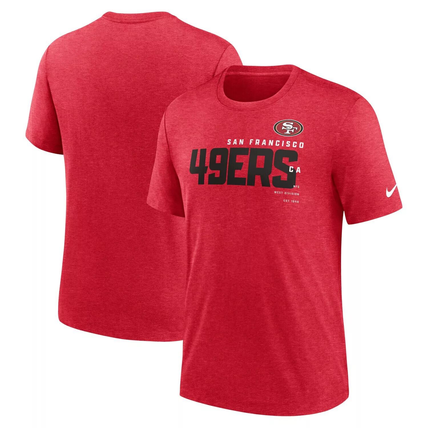 

Мужская красная футболка San Francisco 49ers Team Tri-Blend Nike, Красный