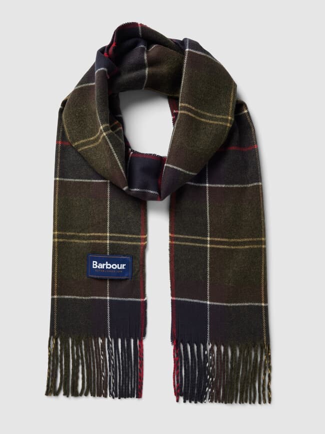 

Шарф с бахромой модель "Галингейл" Barbour, оливково-зеленый