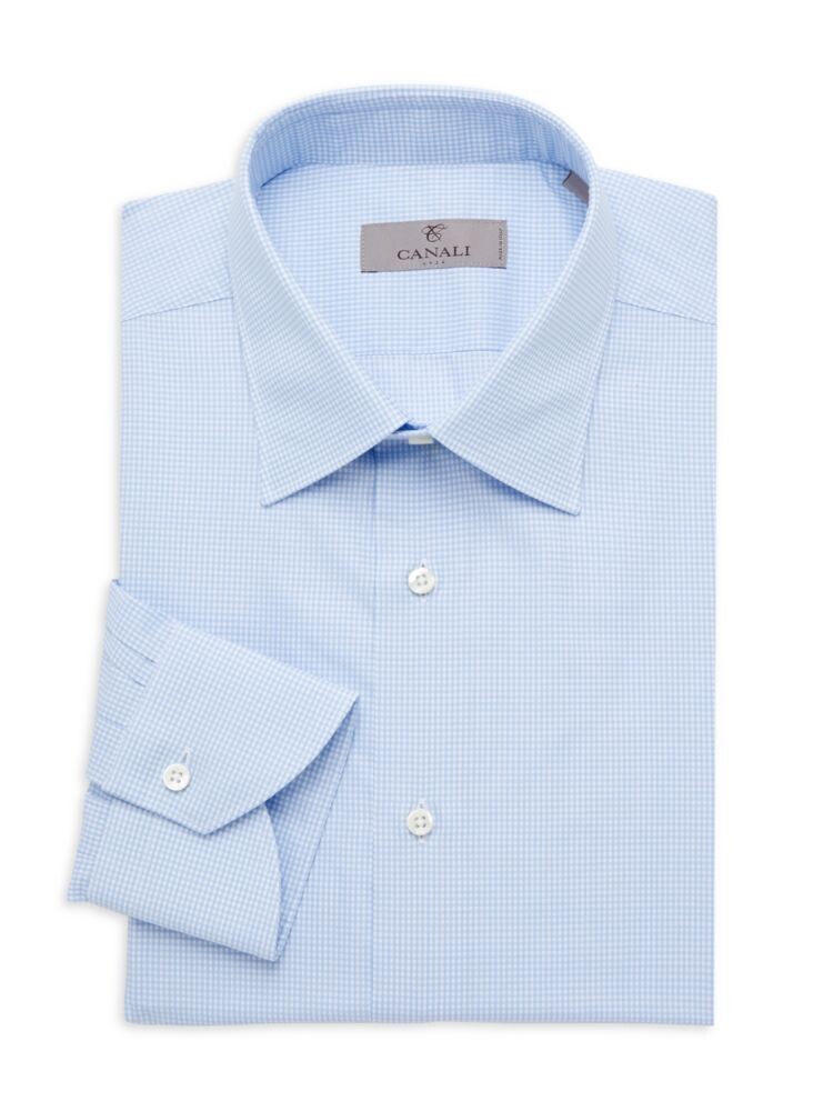 

Классическая рубашка в клетку Modern Fit Canali, синий