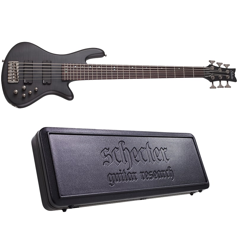 цена Басс гитара Schecter Stiletto Studio-6 See-Thru Black Satin 6-String Electric Bass Guitar + Hard Case Studio 6