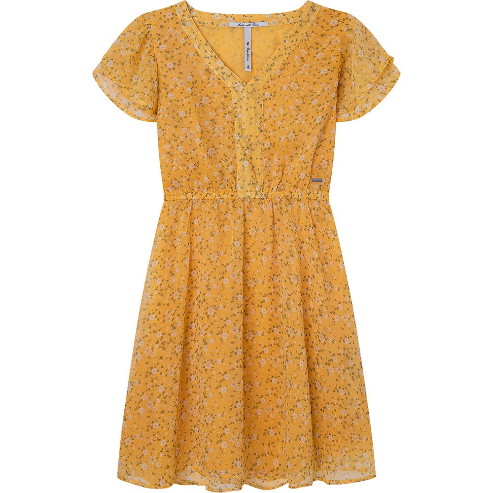 Платье с коротким рукавом Pepe Jeans Holly, желтый ночное платье с коротким рукавом disney желтый