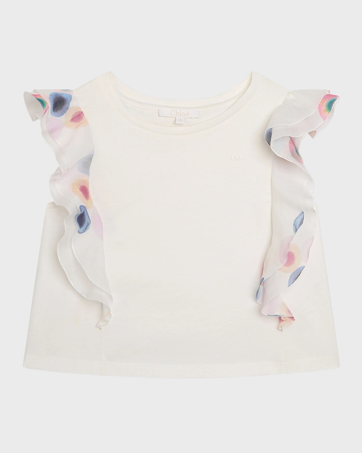 

Модная блузка с рюшами и принтом для девочек, размер 4–14 Chloé, цвет Off White