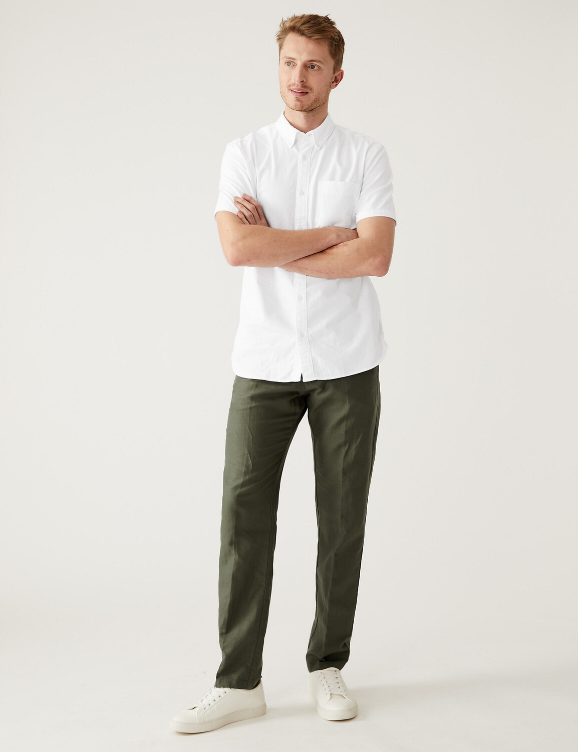 

Оксфордская рубашка из чистого хлопка Marks & Spencer, белый
