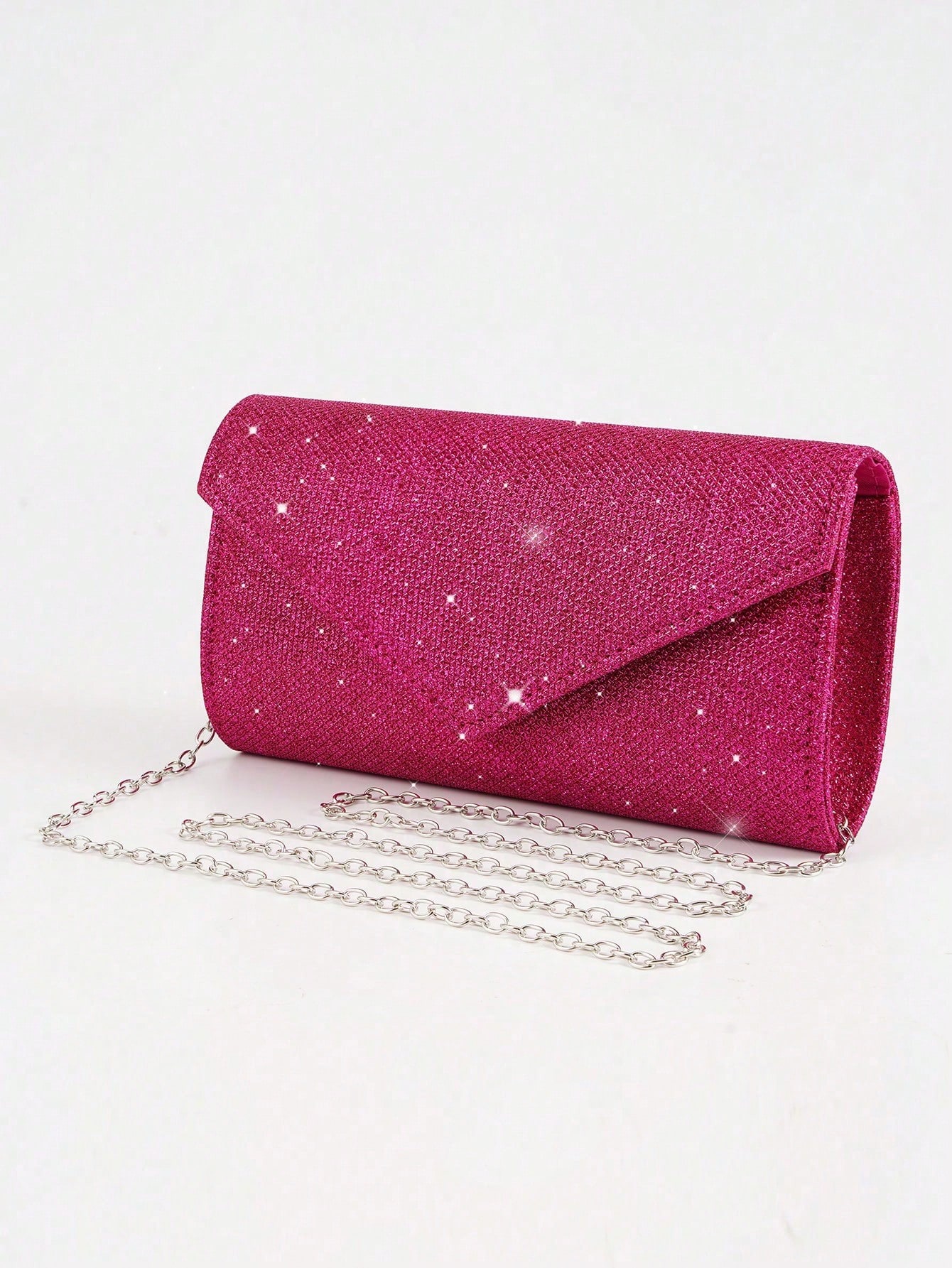 Блестящая сумка-конверт, ярко-розовый