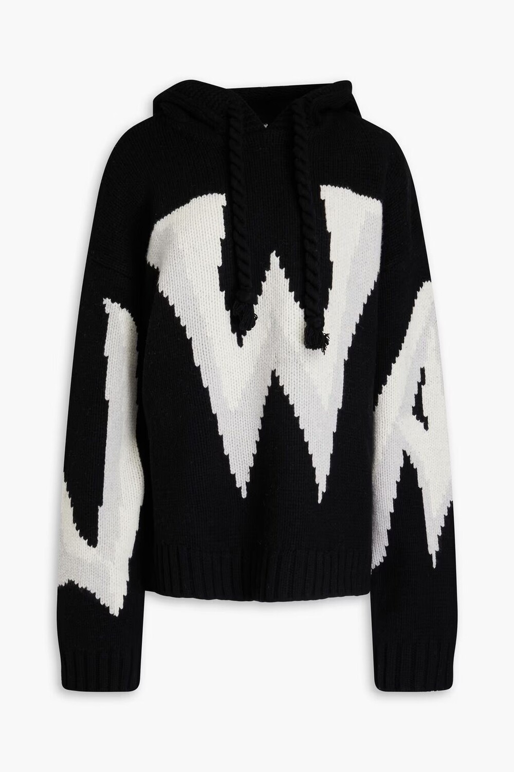 

Свитер с капюшоном из шерсти интарсии Jw Anderson, черный