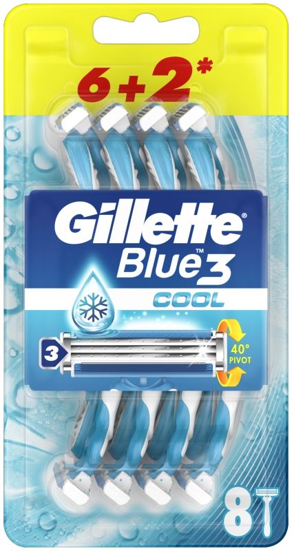 Gillette Blue3 Cool бритва для мужчин, 8 шт.