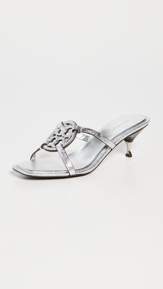 

Сандалии Tory Burch Geo Bombe Miller Low Heel 55mm, серебряный