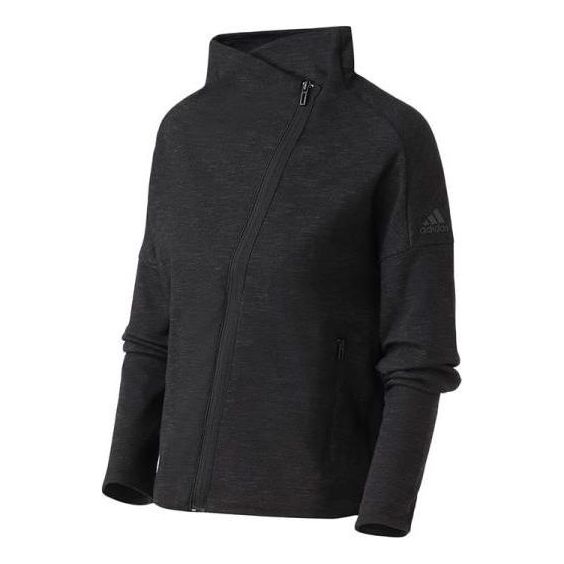 Куртка (WMNS) adidas W HTR Jkt Solid Color Irregular Zipper Sports Jacket Black Gray, черный