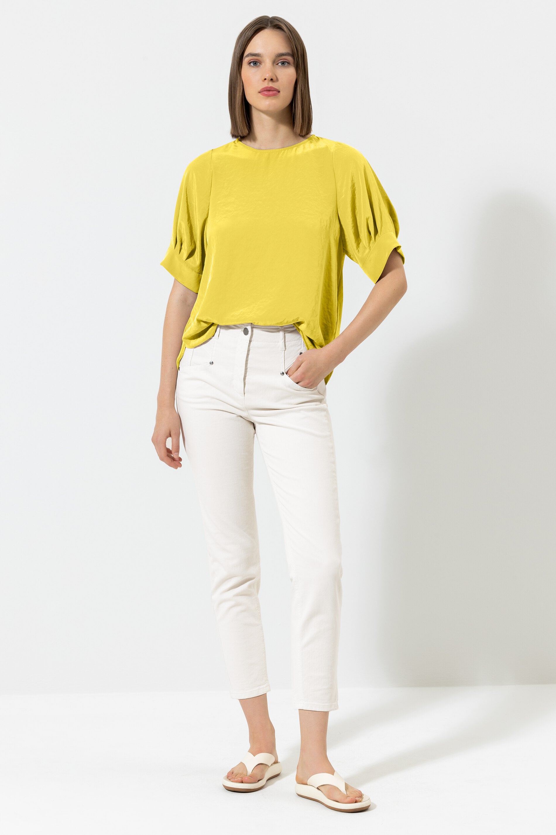 Блузка-топ с рукавами ¾ LUISA CERANO, цвет acid yellow цена и фото