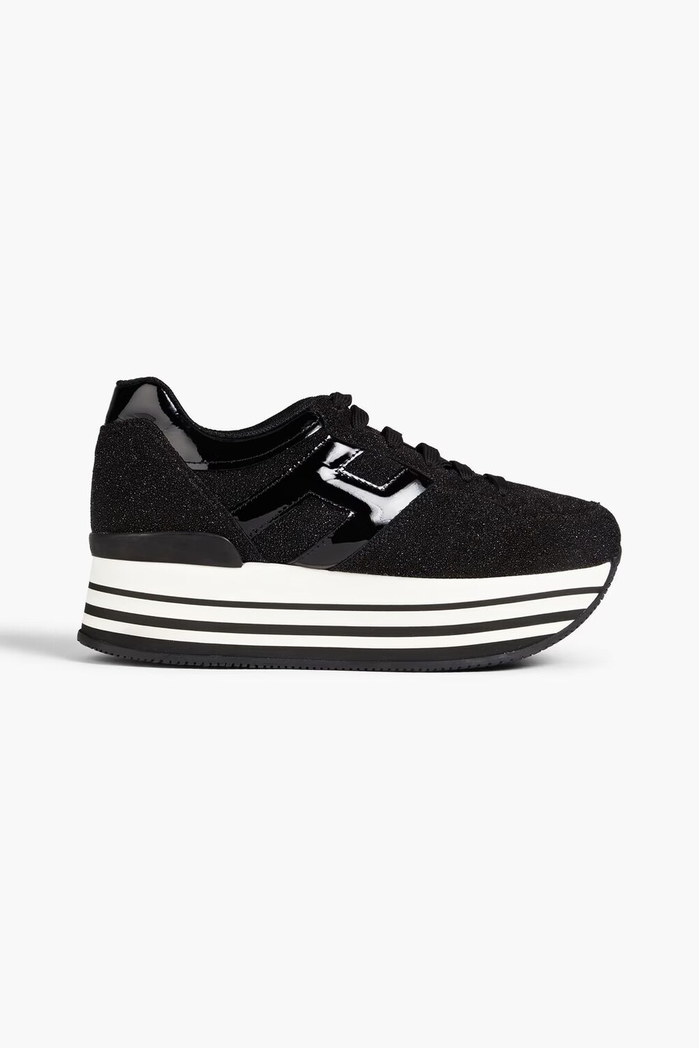 

Кроссовки на платформе из блестящей кожи Hogan, черный