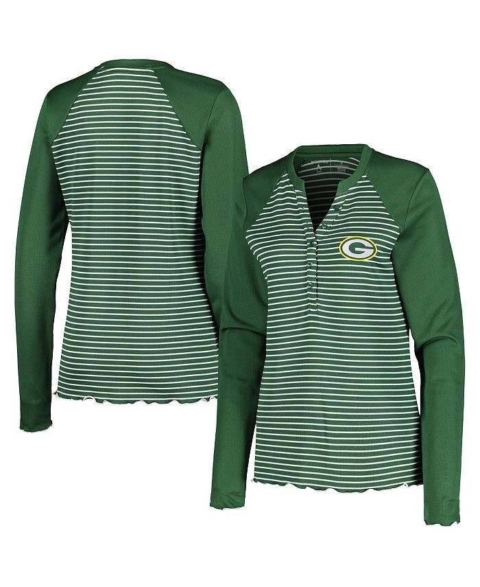

Женская зеленая футболка с длинным рукавом Green Bay Packers Maverick Waffle Henley Antigua, зеленый