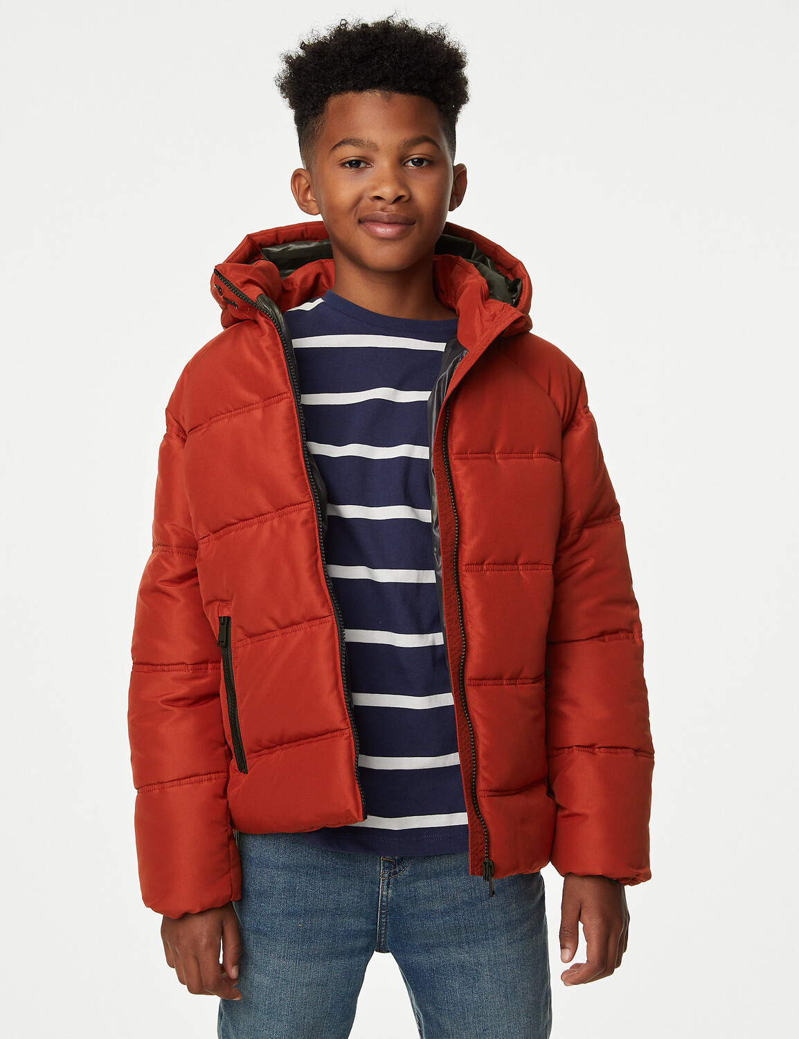 

Утепленное пальто с капюшоном Stormwear (6–16 лет) Marks & Spencer, красный