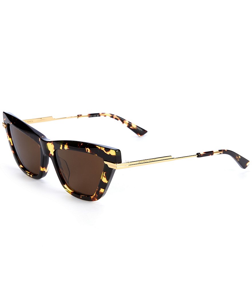 Женские солнцезащитные очки «кошачий глаз» Bottega Veneta BV1241S 54 мм, гавана, коричневый