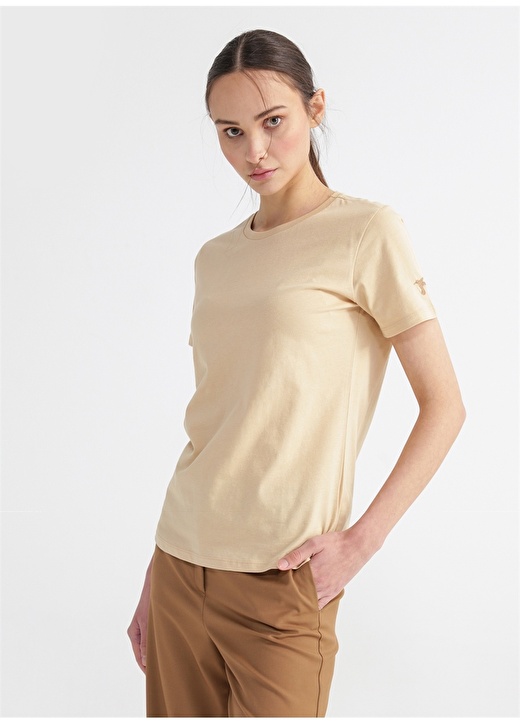 Тенгиз Бежевая женская футболка с круглым вырезом Fabrika