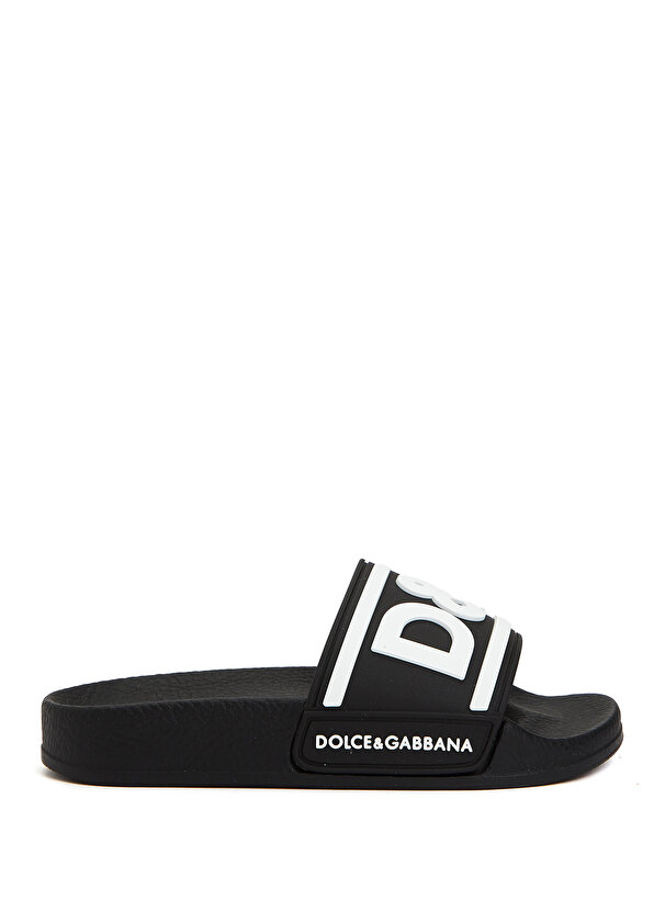 Черно-белые тапочки с логотипом для мальчиков Dolce&Gabbana