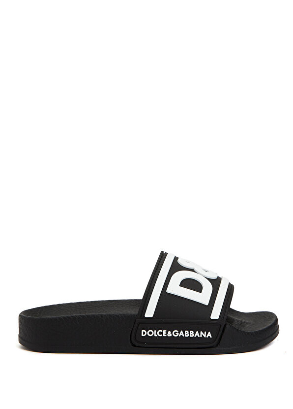 

Черно-белые тапочки с логотипом для мальчиков Dolce&Gabbana