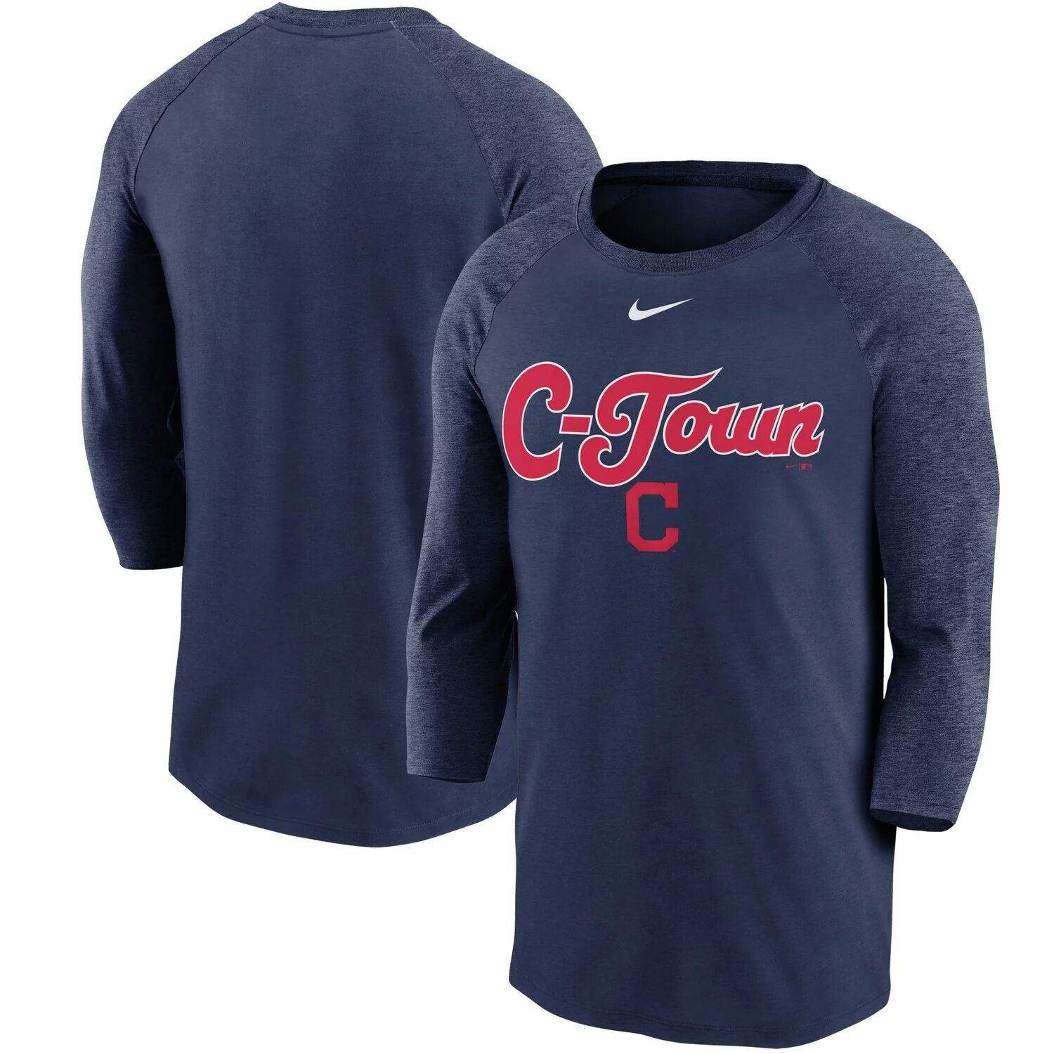 

Мужская темно-синяя футболка реглан с рукавами 3/4 Nike Cleveland Indians Local Phrase Tri-Blend