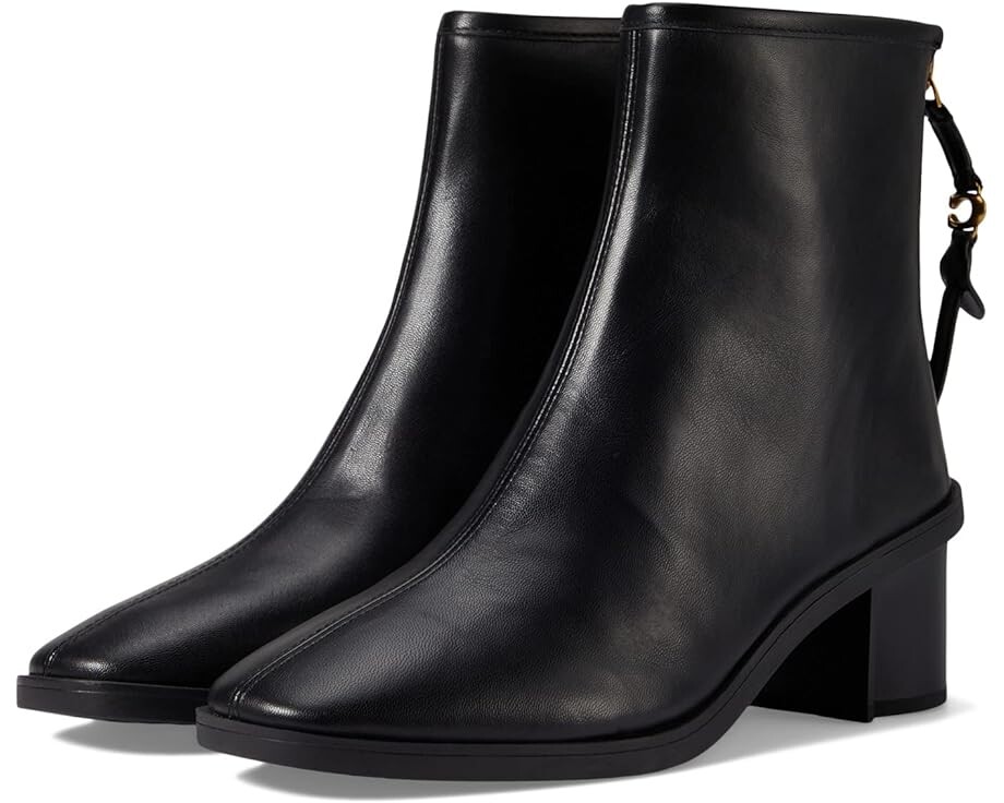 Ботинки COACH Gabi Leather Bootie, черный цена и фото