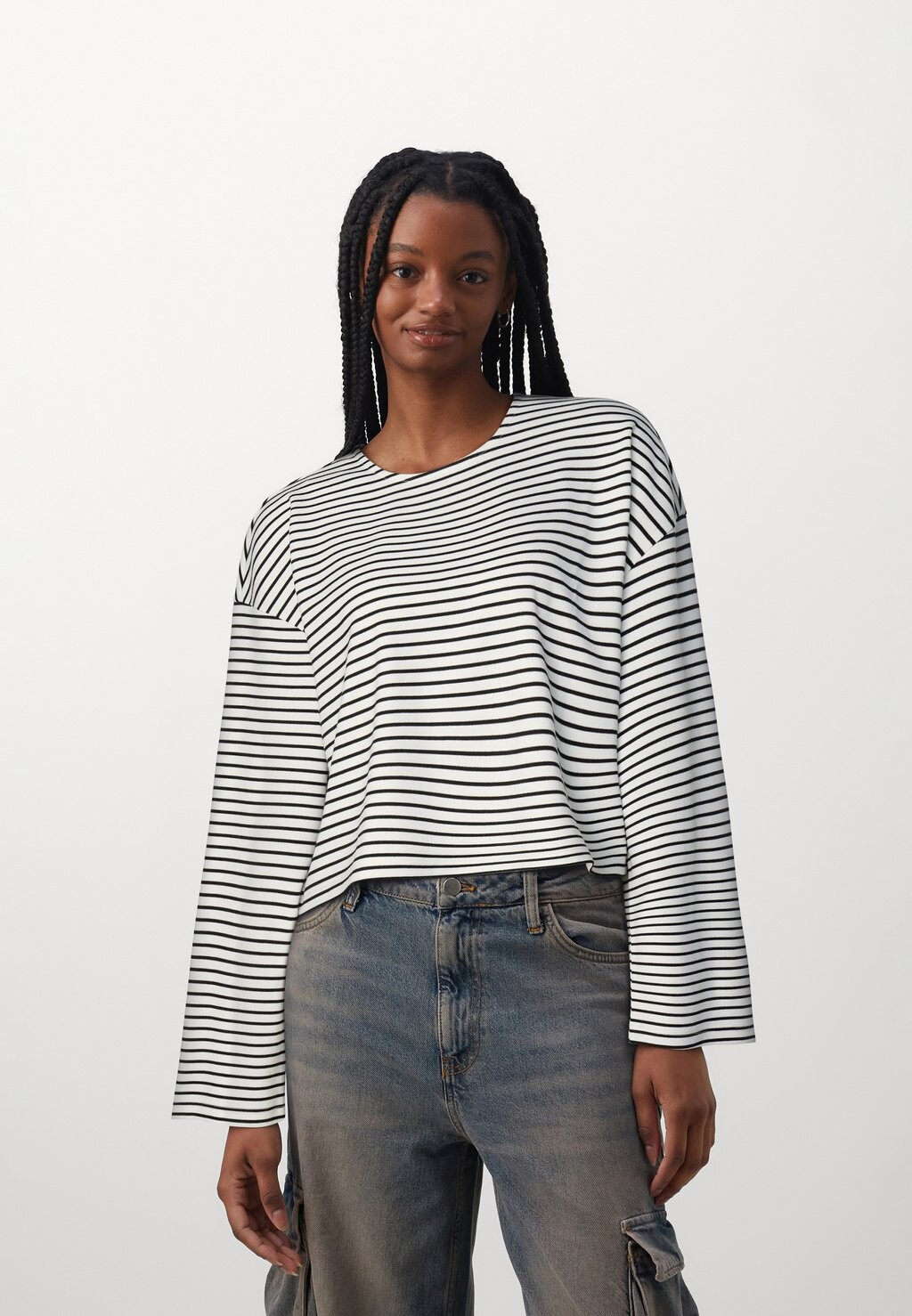 

Топ с длинными рукавами NMMAISON STRIPE WIDE Noisy May, цвет bright white/black