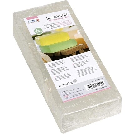 

GLOREX 6 1600 122 — Эко-глицериновое мыло, прозрачное мыло на нейтральной для кожи основе, дерматологически протестировано, 100% веганское, блок 1500 г для изготовления мыла — одиночное