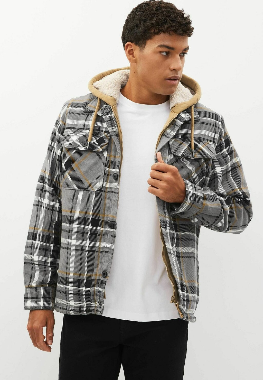 

Демисезонная куртка BORG LINED CHECK Next, цвет grey