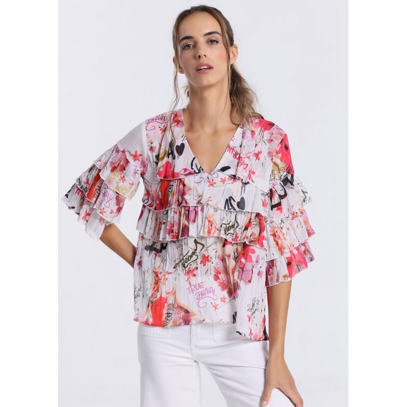 

Блуза с коротким рукавом Lois Jeans 133008-43124-2273 Ruffled Printed, Разноцветный