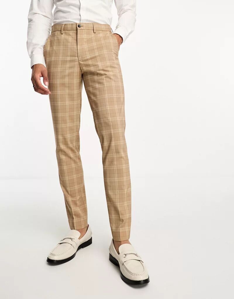 

Jack & Jones Premium – особенно облегающие костюмные брюки в бежевую клетку