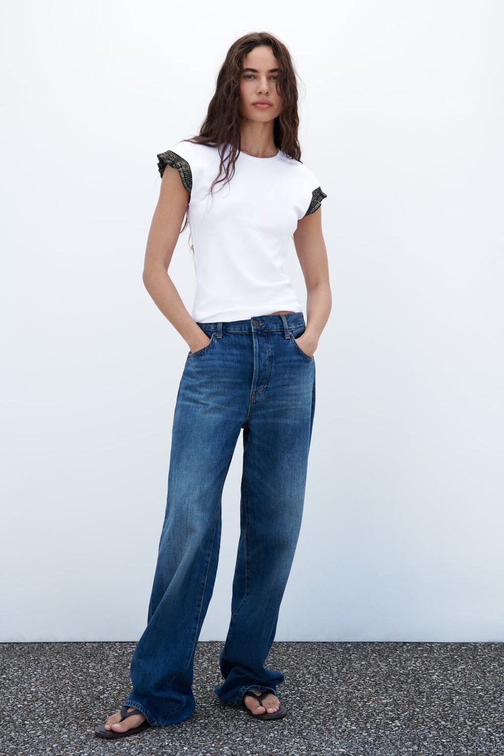 

Футболка с отделкой ZARA, черный