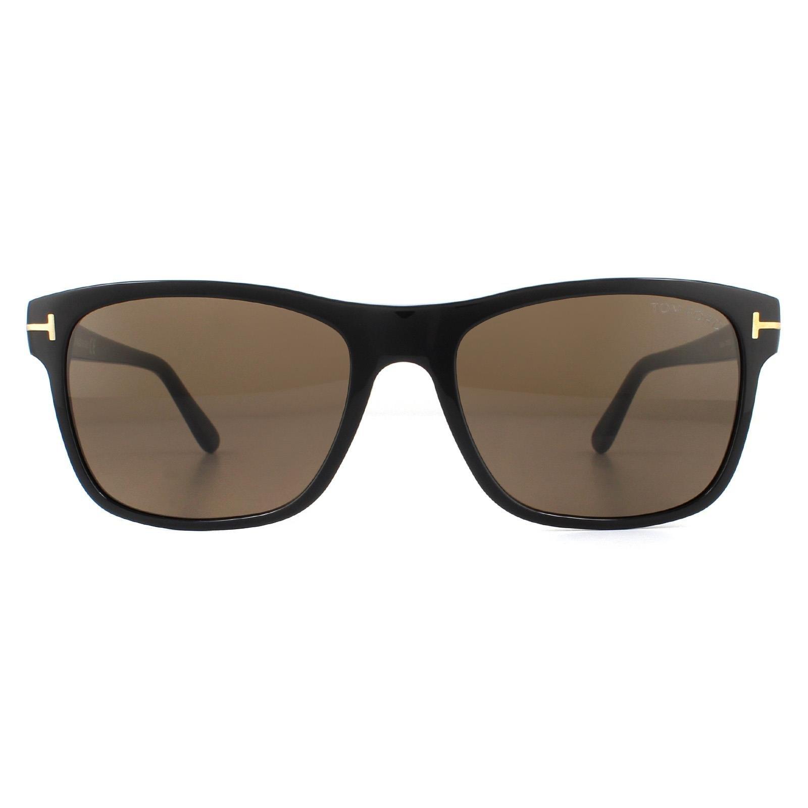 Прямоугольные блестящие черные солнцезащитные очки Roviex Tom Ford, черный