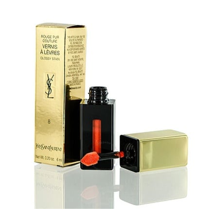 

Совершенно новая кисть для губ Ysl Glossy Stain Rouge Pur Couture № 8 Orange De Chine, Yves Saint Laurent, Желтый, Совершенно новая кисть для губ Ysl Glossy Stain Rouge Pur Couture № 8 Orange De Chine, Yves Saint Laurent