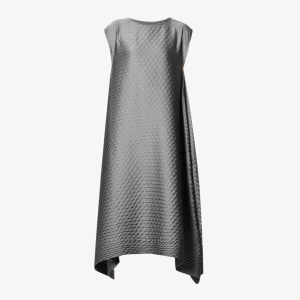 

Платье миди из блестящей плиссированной ткани Issey Miyake, серый