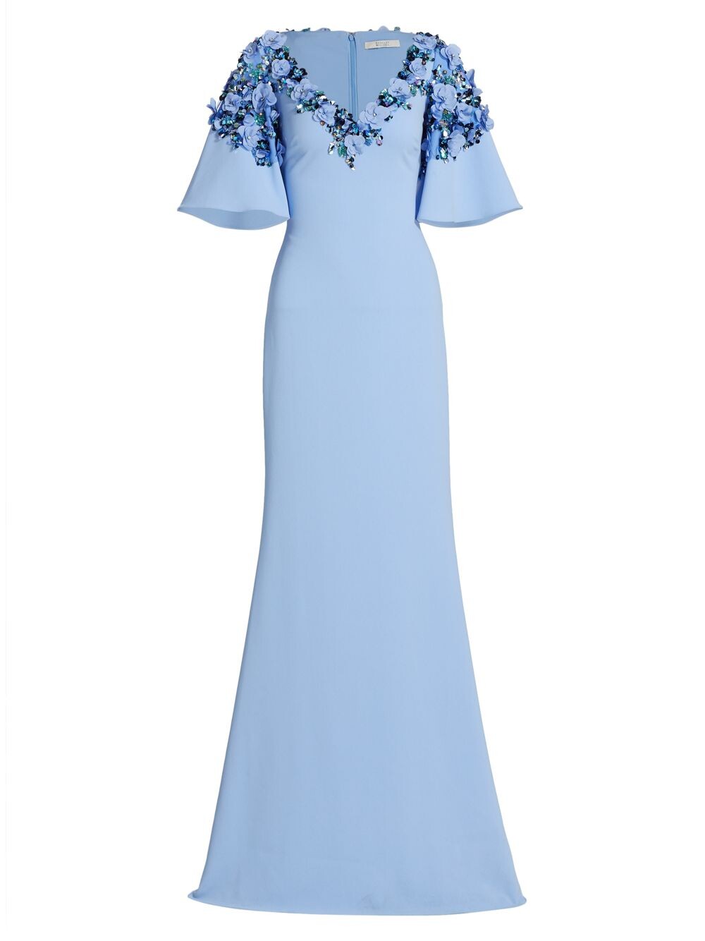 

Платье с цветочным декором и бусинами Badgley Mischka