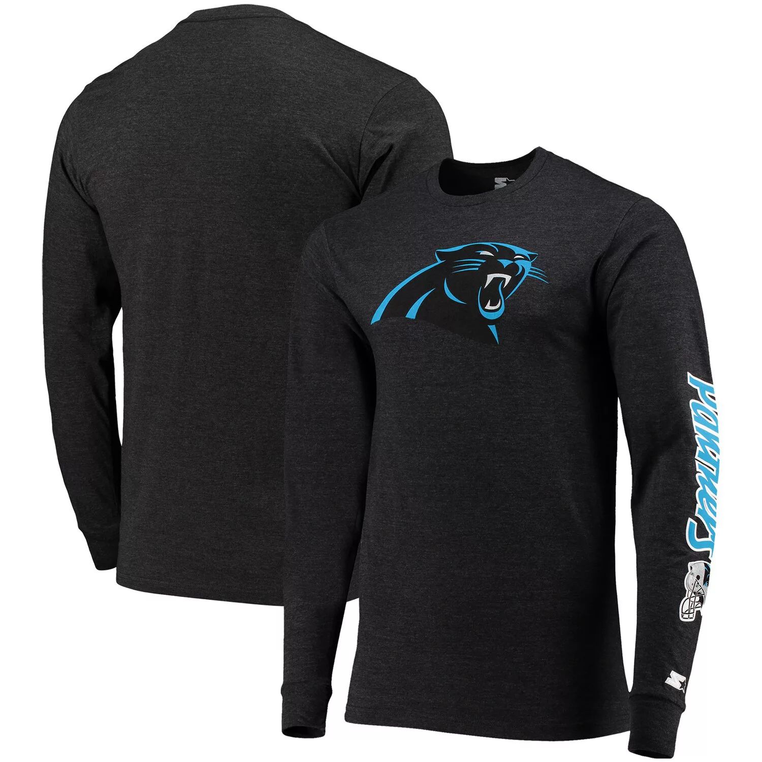 Мужская футболка с длинными рукавами и принтом Black Carolina Panthers Half-Time Starter