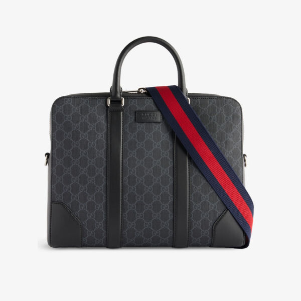 

Портфель из холщовой ткани с покрытием и логотипом Gucci, черный