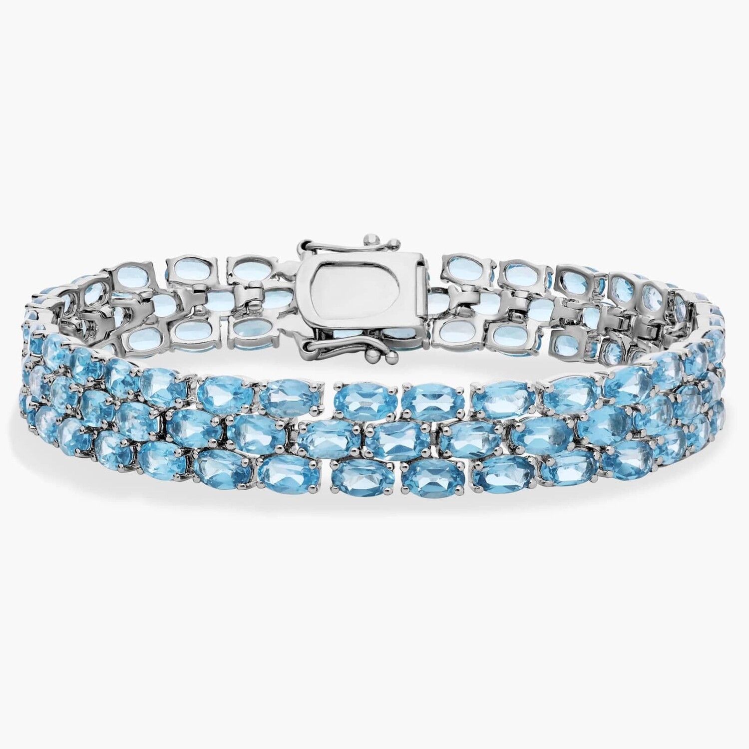 

Браслет Trio Oval Blue Topaz из стерлингового серебра (5x3 мм) Blue Nile