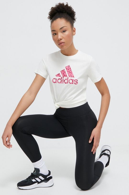 

Хлопковая футболка adidas, бежевый