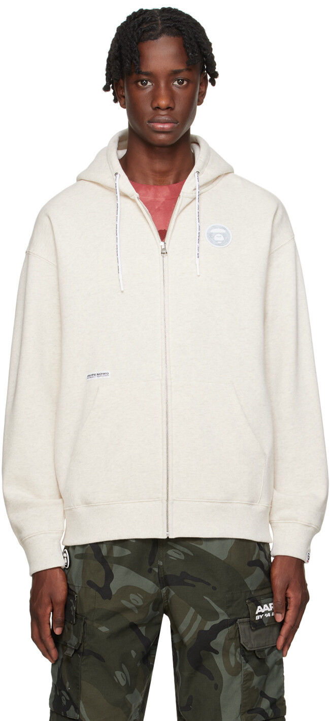

Бежевый худи с нашивками Aape By A Bathing Ape