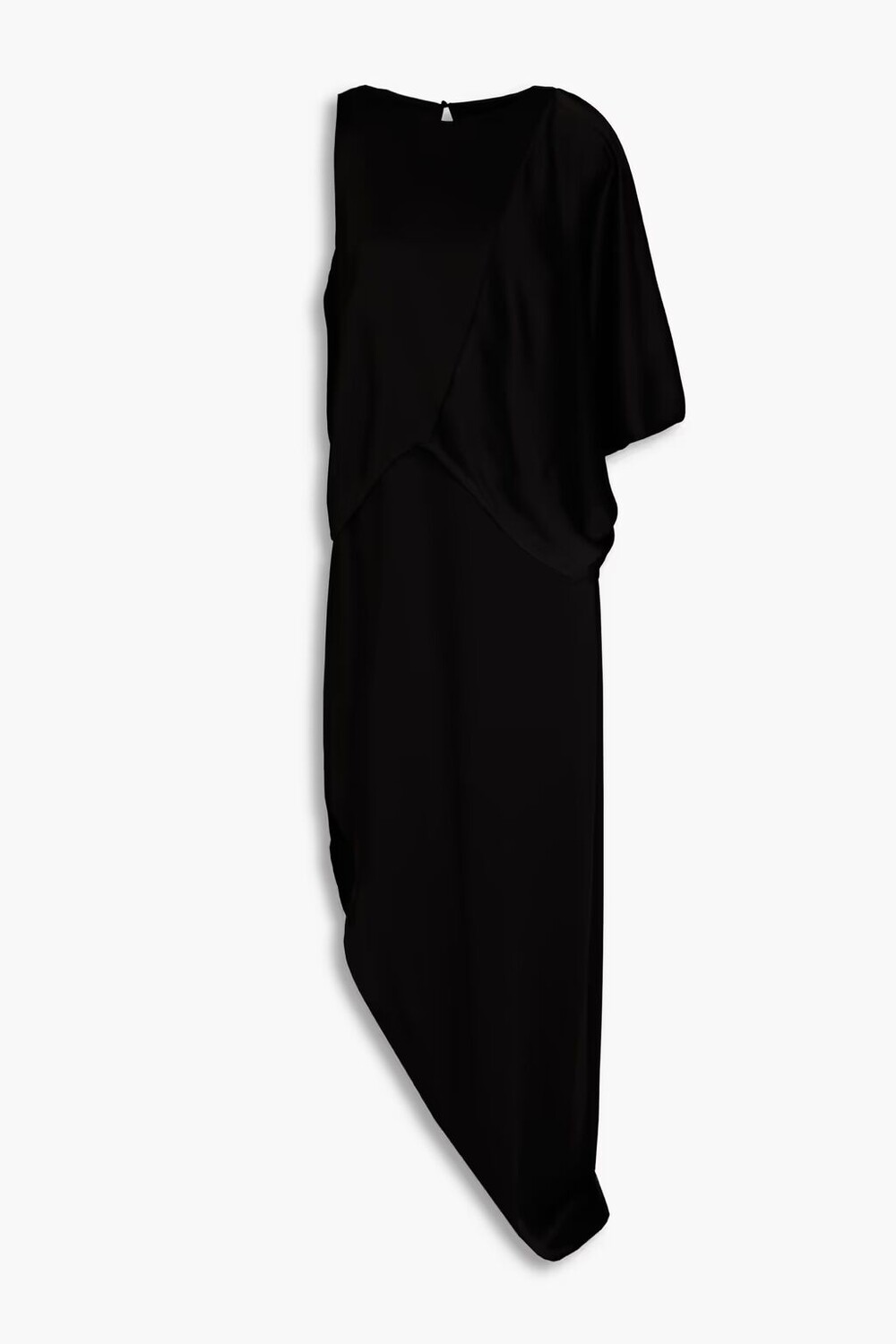 

Асимметричное платье миди из атласа с драпировкой Halston, черный