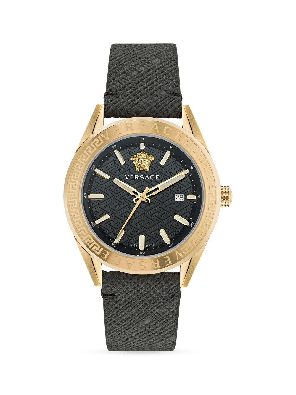 

Часы V-Code Goldtone из нержавеющей стали и кожи Versace, желтый