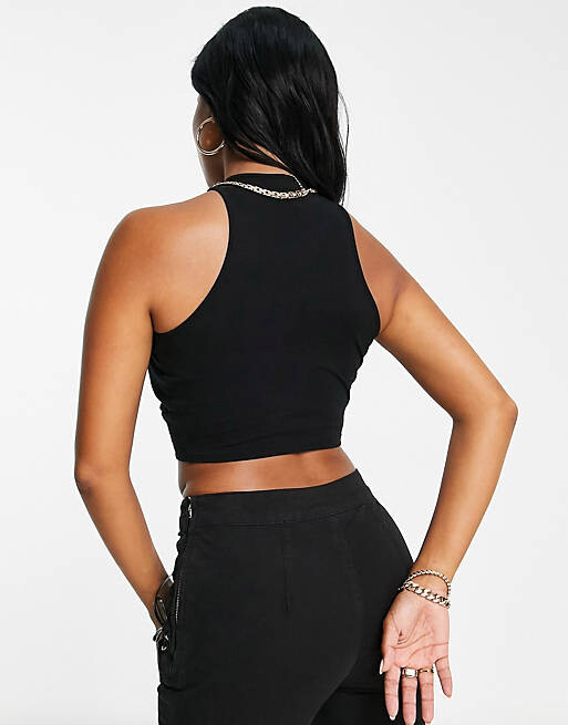 

Черный топ с воротником-хомутом ASOS DESIGN Fuller Bust