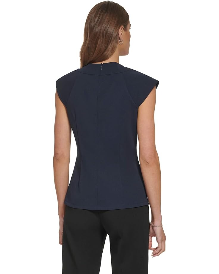 

Топ DKNY Cutout Cap Sleeve Scuba Crepe Top, темно-синий
