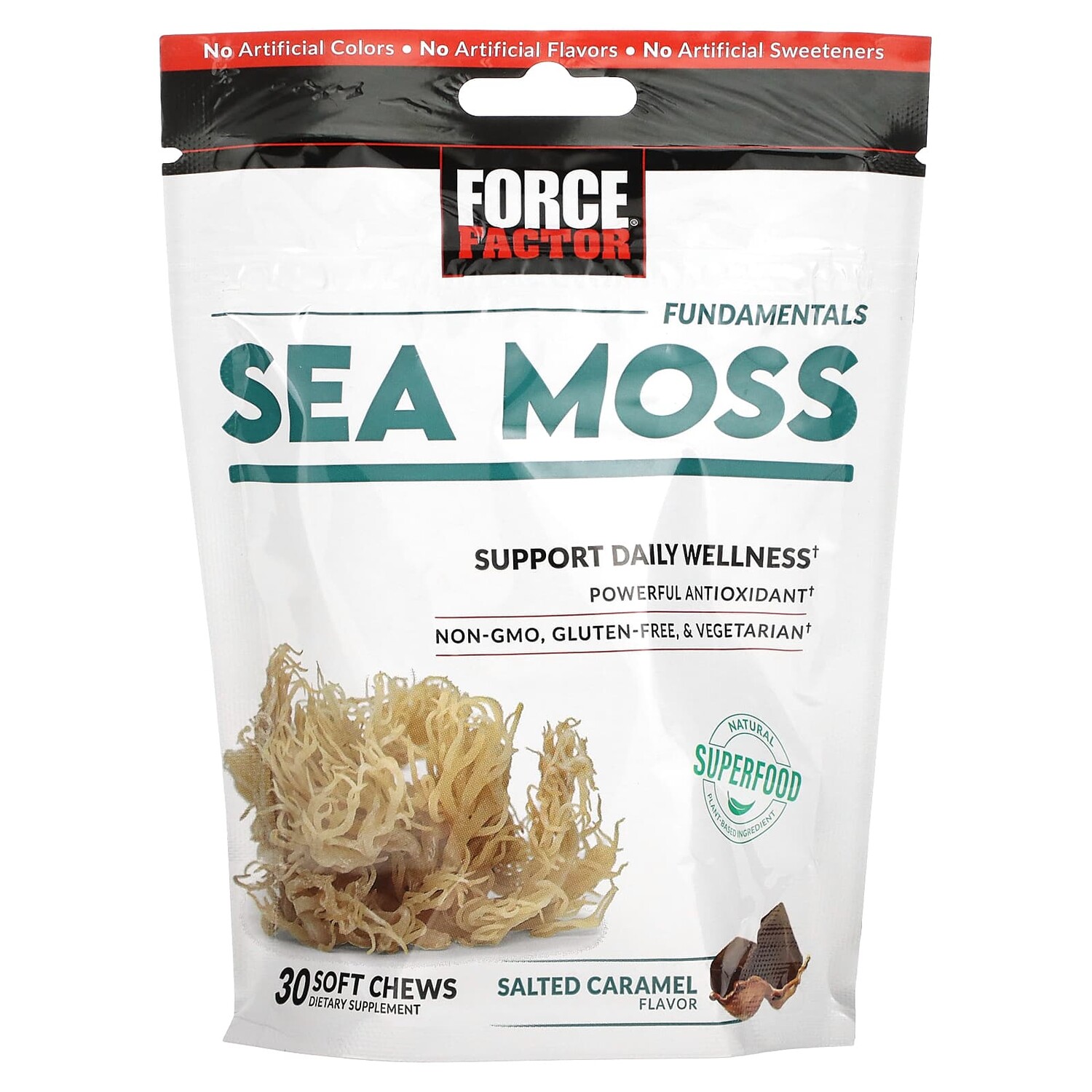 

Fundamentals, морской мох, вкус соленой карамели, 30 жевательных таблеток, Force Factor