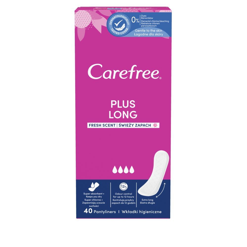 Carefree Plus Long Fresh Scent ежедневные прокладки, 40 шт. прокладки ежедневные carefree large plus fresh 3 капель 36 шт