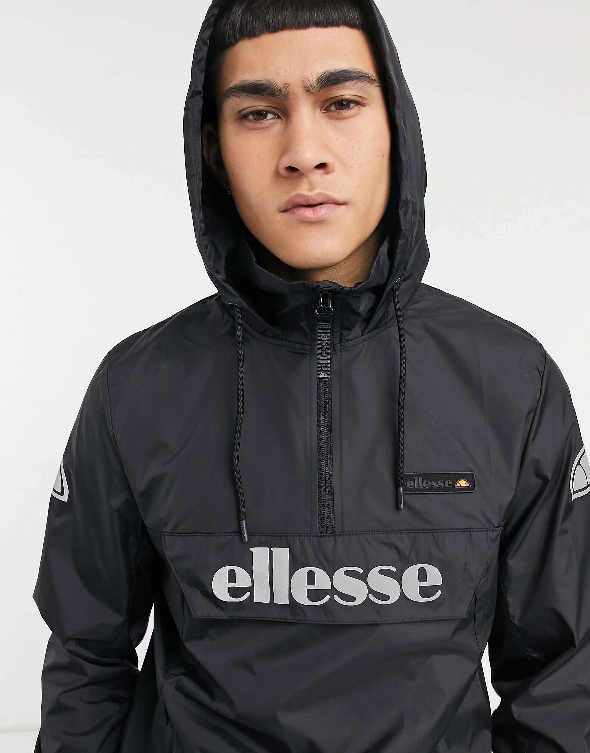 Черная верхняя куртка Ellesse Ion со светоотражающим логотипом