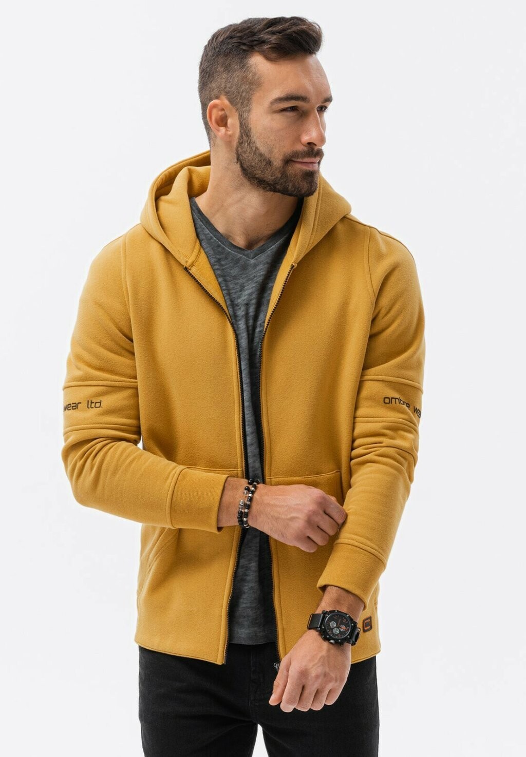 

Толстовка на молнии With Prints Ombre, цвет mustard