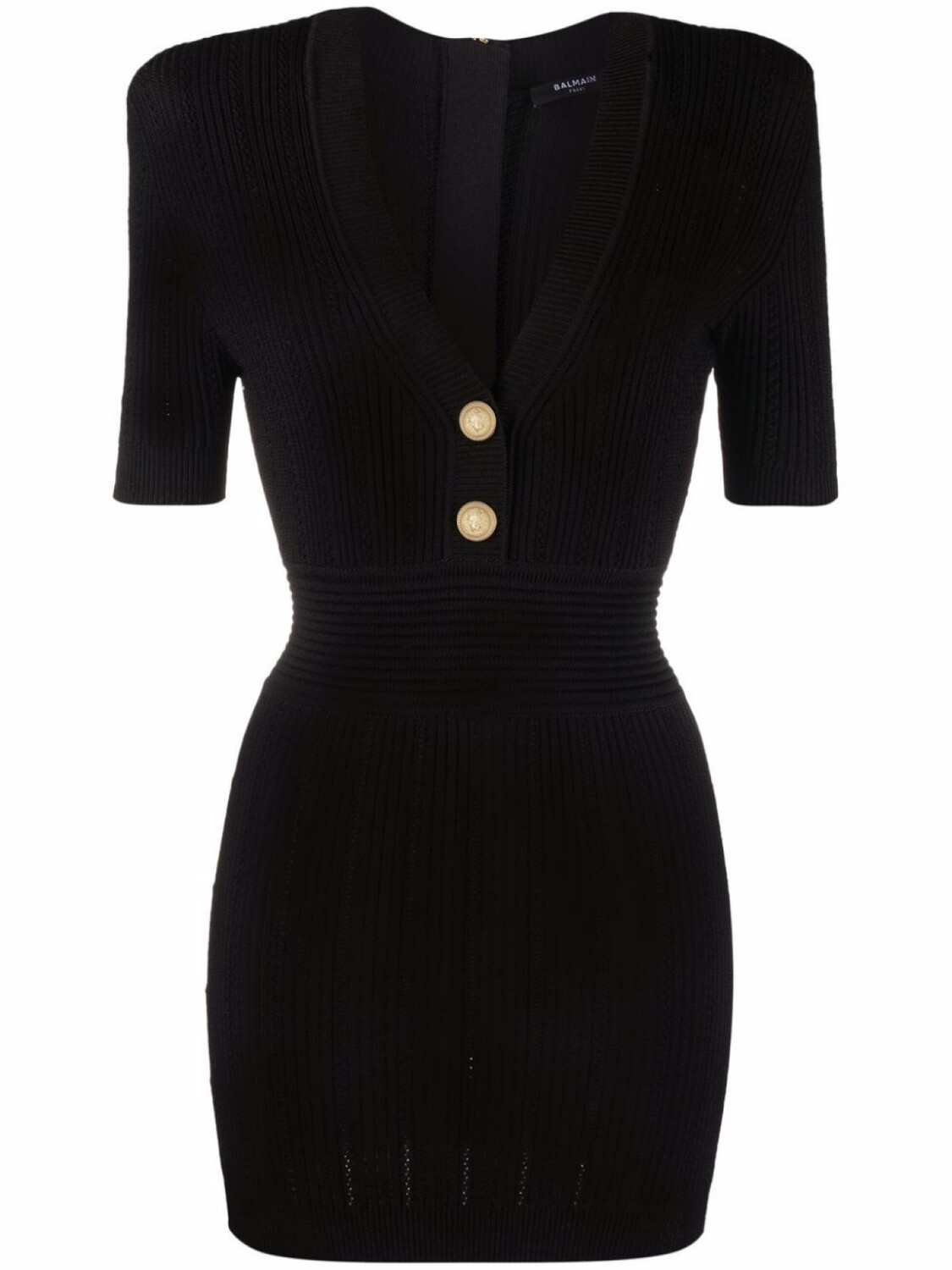 

Balmain платье в рубчик с короткими рукавами, черный